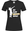 Жіноча футболка Eat sleep fortnite repeat Чорний фото