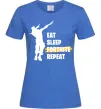 Жіноча футболка Eat sleep fortnite repeat Яскраво-синій фото