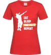 Жіноча футболка Eat sleep fortnite repeat Червоний фото