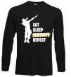 Лонгслив Eat sleep fortnite repeat Черный фото
