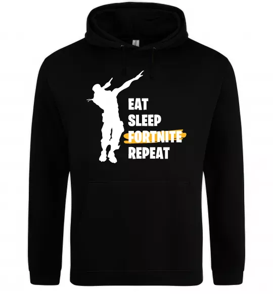 Чоловіча толстовка (худі) Eat sleep fortnite repeat Чорний фото