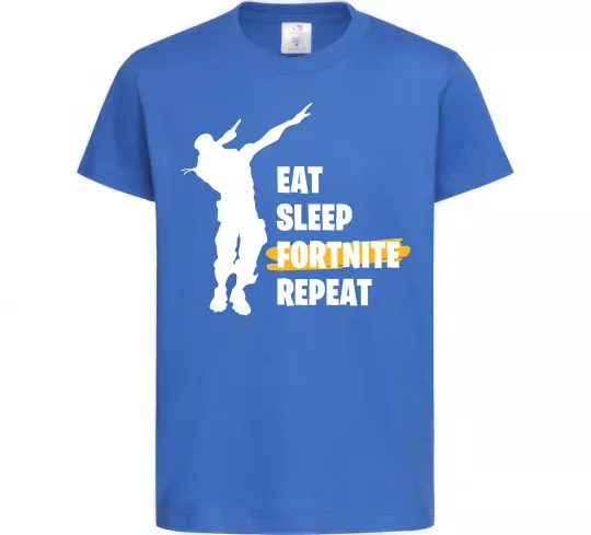 Дитяча футболка Eat sleep fortnite repeat Яскраво-синій фото