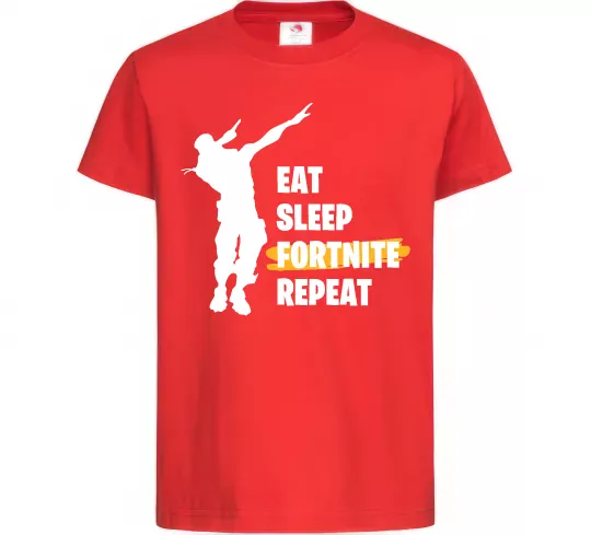 Дитяча футболка Eat sleep fortnite repeat Червоний фото