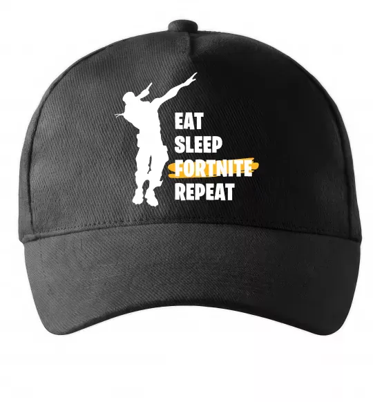 Кепка Eat sleep fortnite repeat Черный фото