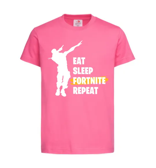 Дитяча футболка Eat sleep fortnite repeat Яскраво-рожевий фото
