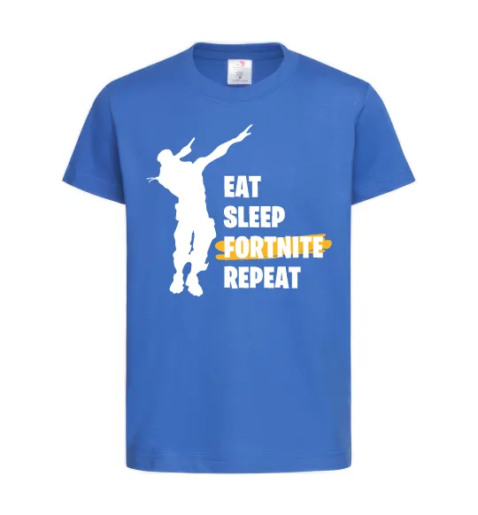 Дитяча футболка Eat sleep fortnite repeat Яскраво-синій фото