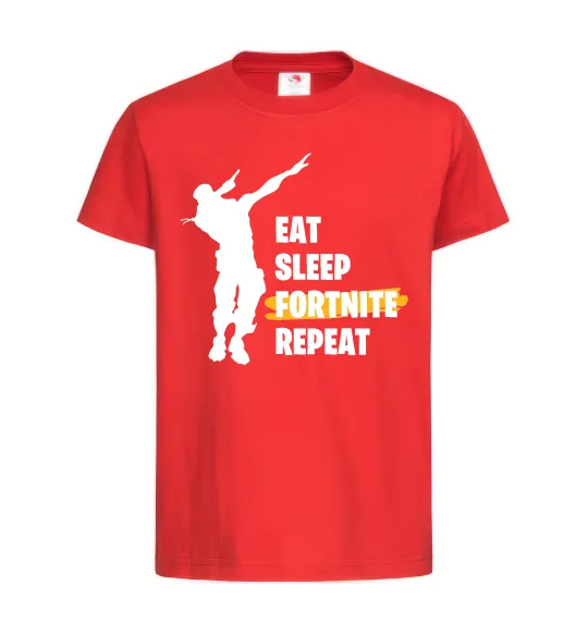 Дитяча футболка Eat sleep fortnite repeat Червоний фото