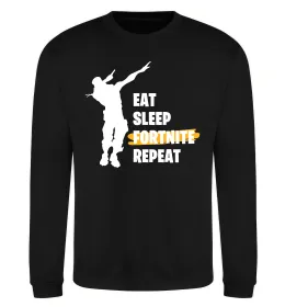 Світшот Eat sleep fortnite repeat Чорний фото