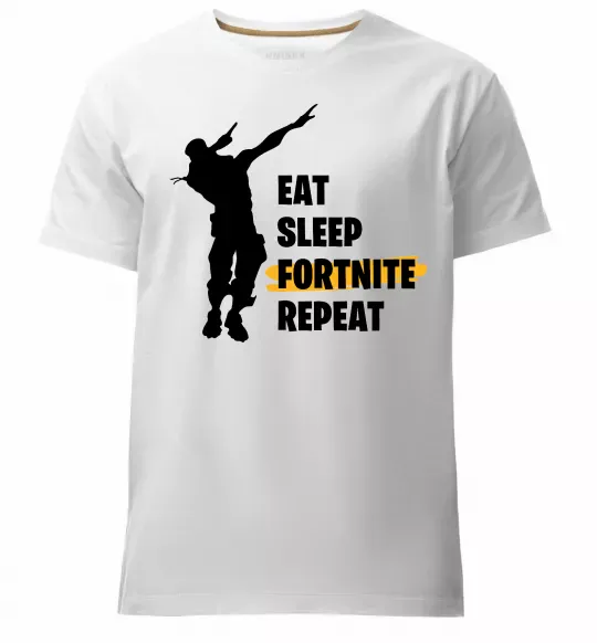 Чоловіча преміум футболка Eat sleep fortnite repeat Білий фото