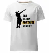 Чоловіча преміум футболка Eat sleep fortnite repeat Білий фото