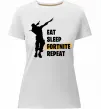Женская премиум футболка Eat sleep fortnite repeat Белый фото
