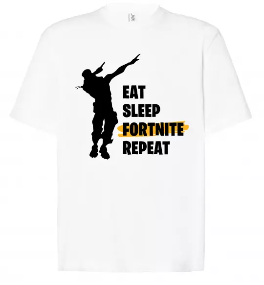 Футболка Оверсайз Eat sleep fortnite repeat Белый фото