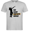 Мужская футболка Eat sleep fortnite repeat Серый Мужская футболка Eat sleep fortnite repeat Серый фото