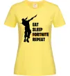 Жіноча футболка Eat sleep fortnite repeat Лимонний фото