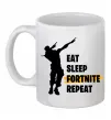 Чашка керамічна Eat sleep fortnite repeat Білий фото