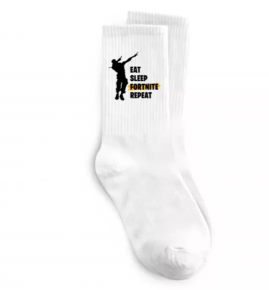 Шкарпетки Eat sleep fortnite repeat Білий фото