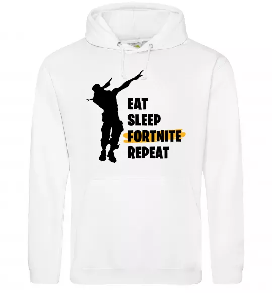 Чоловіча толстовка (худі) Eat sleep fortnite repeat Білий фото