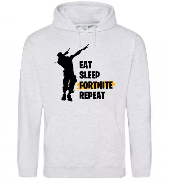 Чоловіча толстовка (худі) Eat sleep fortnite repeat Сірий меланж фото