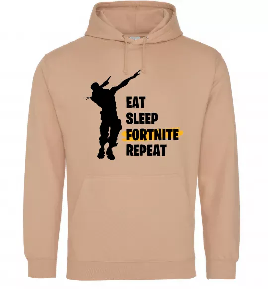 Чоловіча толстовка (худі) Eat sleep fortnite repeat Пісочний фото