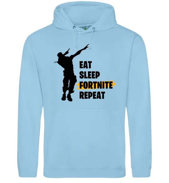 Мужская толстовка (худи) Eat sleep fortnite repeat Голубой фото