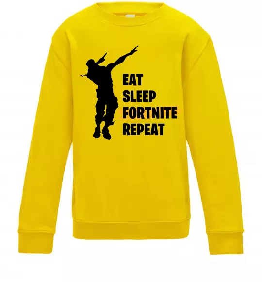 Детский Свитшот Eat sleep fortnite repeat Солнечно желтый фото