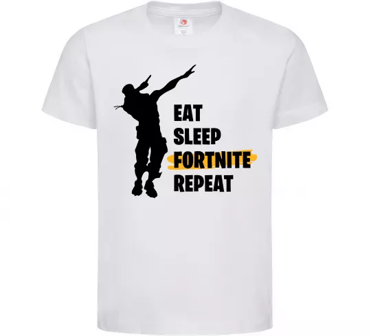 Дитяча футболка Eat sleep fortnite repeat Білий фото