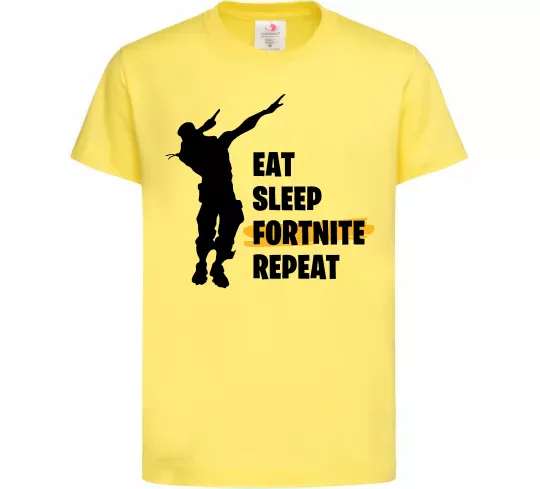 Дитяча футболка Eat sleep fortnite repeat Лимонний фото
