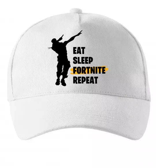 Кепка Eat sleep fortnite repeat Белый фото