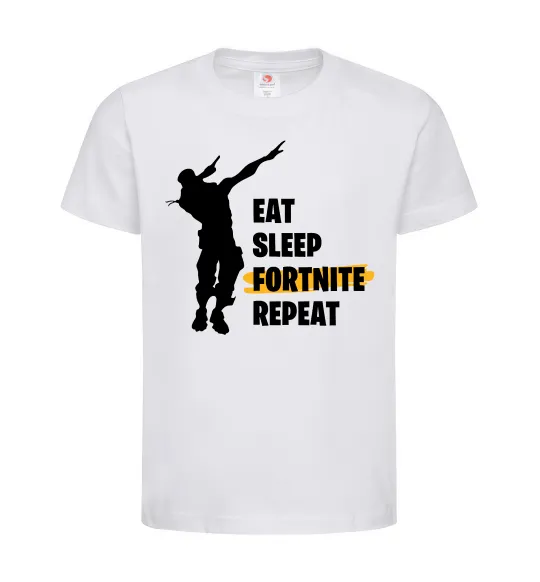 Дитяча футболка Eat sleep fortnite repeat Білий фото