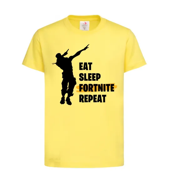Дитяча футболка Eat sleep fortnite repeat Лимонний фото