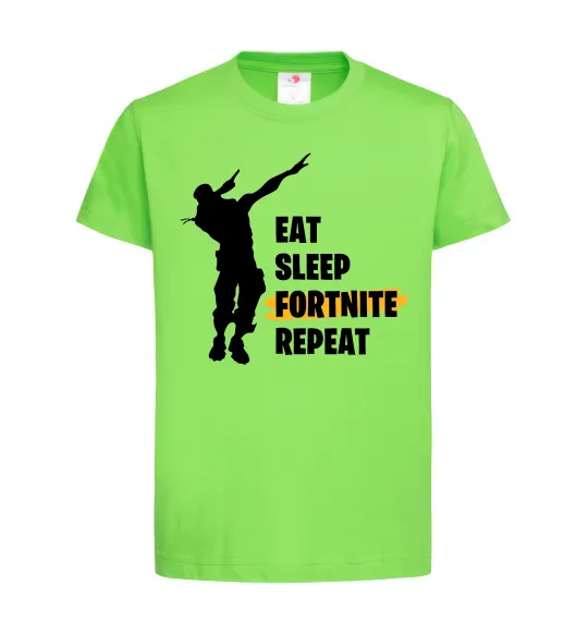 Дитяча футболка Eat sleep fortnite repeat Лаймовий фото