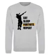 Свитшот Eat sleep fortnite repeat Серый меланж фото