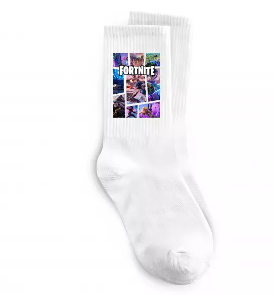 Шкарпетки Фортнайт колаж Білий фото
