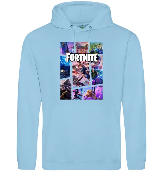 Чоловіча толстовка (худі) Фортнайт колаж Блакитний фото