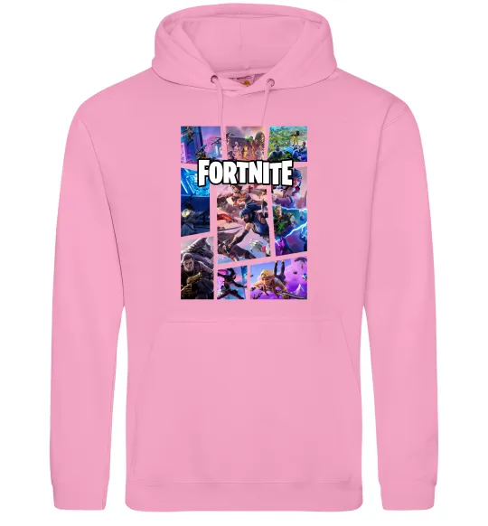 Женская толстовка (худи) Фортнайт колаж Розовый фото