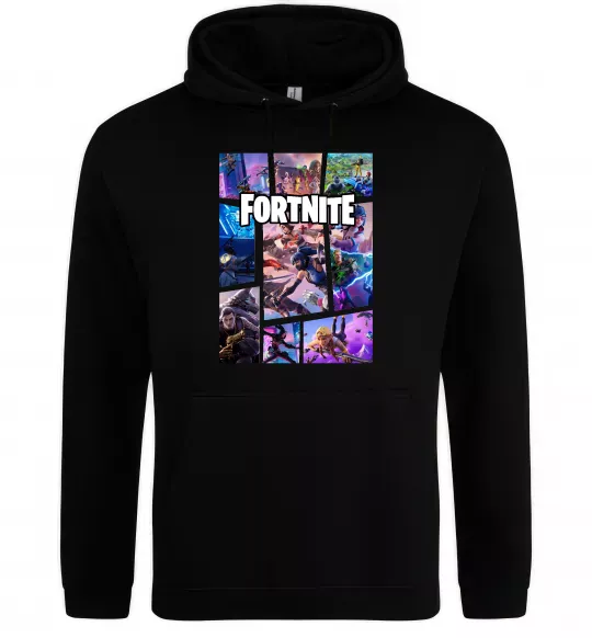 Женская толстовка (худи) Фортнайт колаж Черный фото