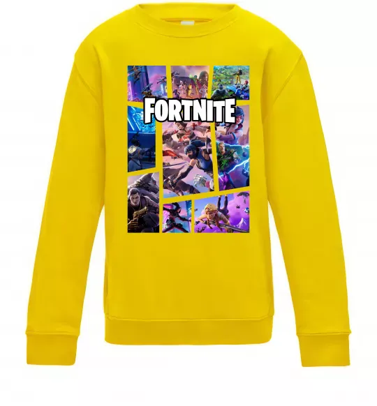 Дитячий світшот Фортнайт колаж Сонячно жовтий фото
