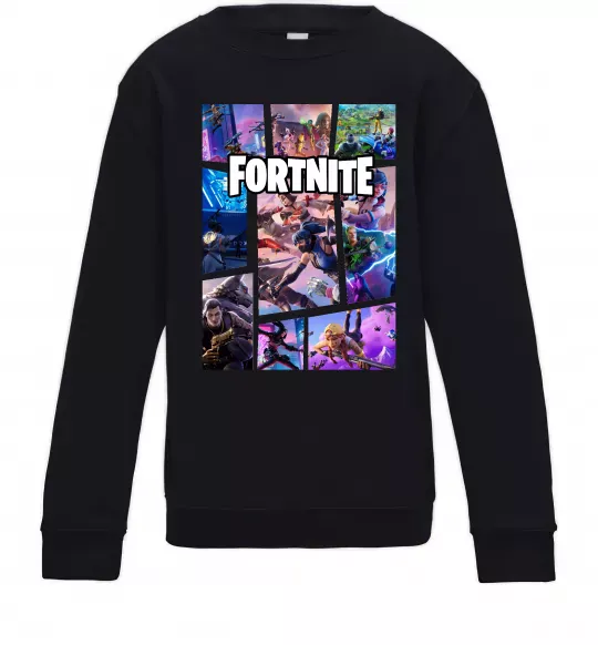 Дитячий світшот Фортнайт колаж Чорний фото