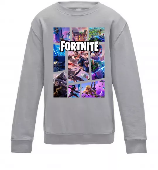 Дитячий світшот Фортнайт колаж Сірий меланж фото