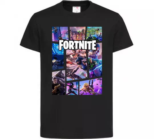 Дитяча футболка Фортнайт колаж Чорний фото