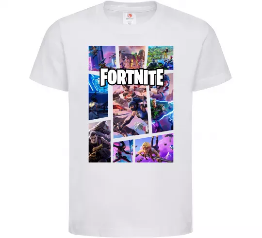 Дитяча футболка Фортнайт колаж Білий фото