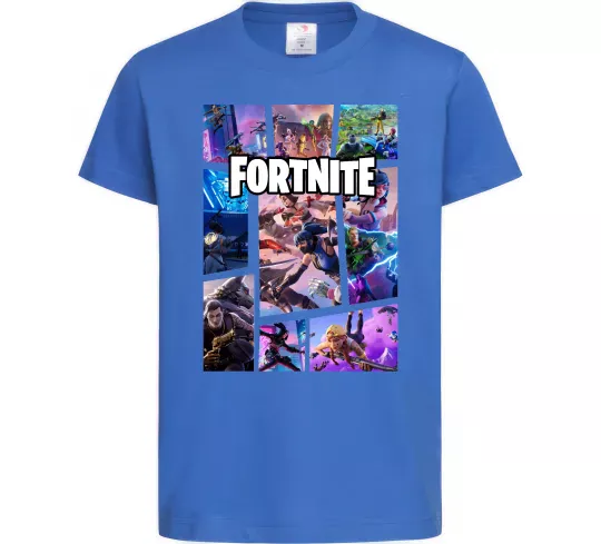 Дитяча футболка Фортнайт колаж Яскраво-синій фото