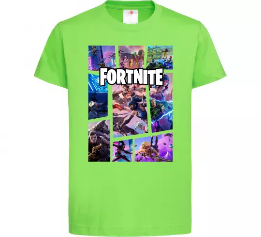 Дитяча футболка Фортнайт колаж Лаймовий фото