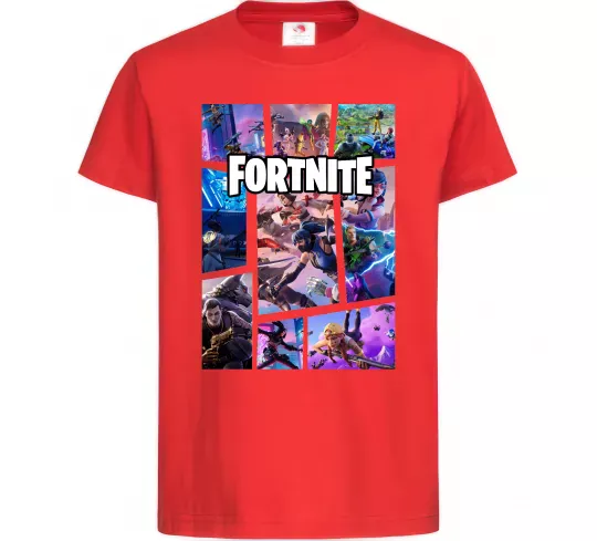 Дитяча футболка Фортнайт колаж Червоний фото