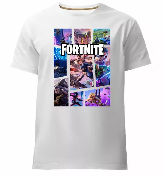 Чоловіча преміум футболка Фортнайт колаж Білий фото