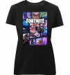 Женская премиум футболка Фортнайт колаж Черный фото