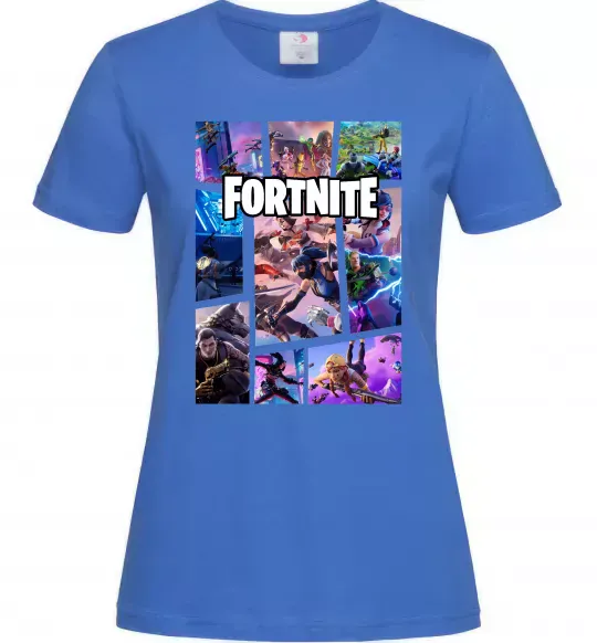 Жіноча футболка Фортнайт колаж Яскраво-синій фото