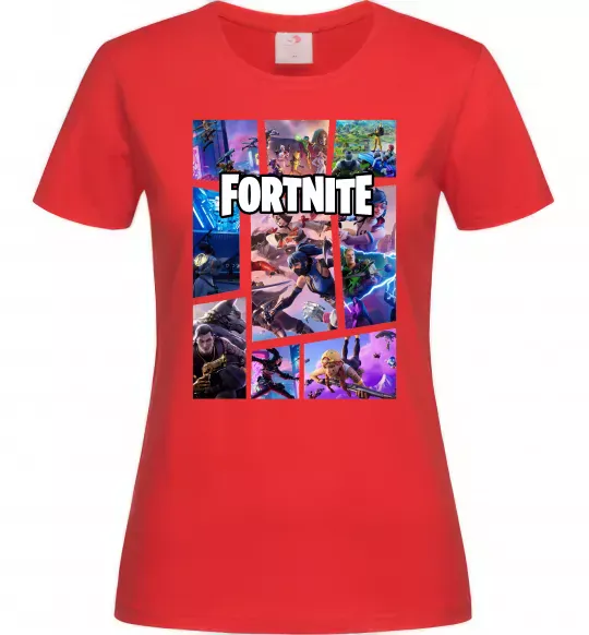Жіноча футболка Фортнайт колаж Червоний фото