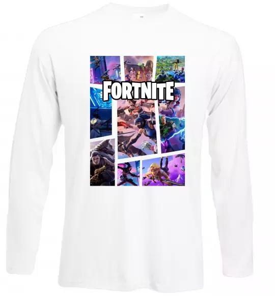 Лонгслив Фортнайт колаж Белый фото
