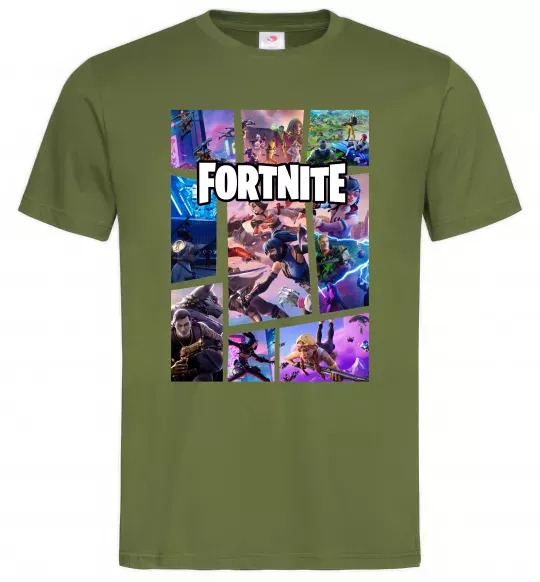 Чоловіча футболка Фортнайт колаж Оливковий фото